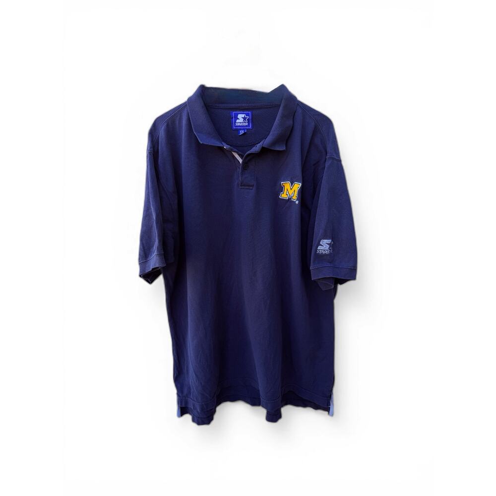 Vintage Starter Michigan Wolverines Polo Shirt XXL Blue